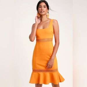 Martini Mama Orange Crochet Midi Dress EUC XS